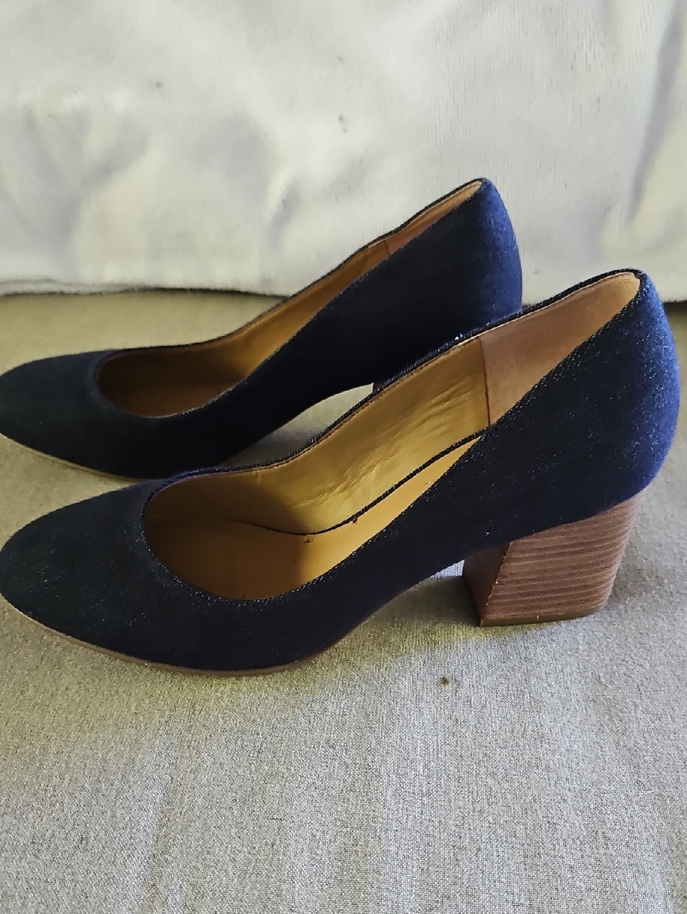 Franco Sarto Classic Navy Block Heel Pumps - Women's 8M